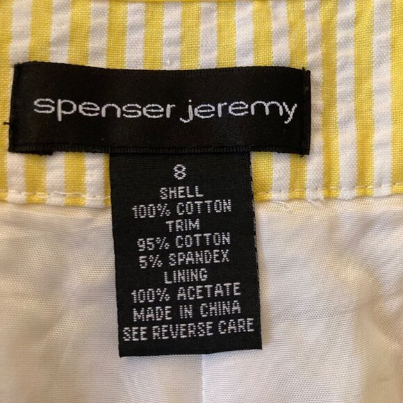 Womens Vintage Spenser Jeremy Seer Sucker Lined Pants Yellow White Stripe 8 - Picture 8 of 8